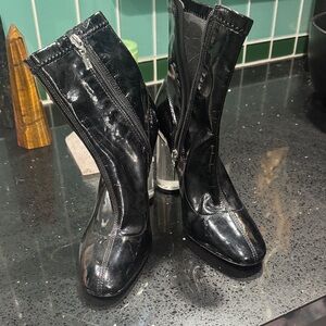 SCHUTZ Black Patent Heeled Boots